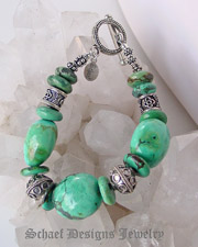  Schaef Designs Southwestern Hubei Turquoise & sterling silver Southwestern stacking Bracelet | upscale Native American, Southwestern, turquoise, totem animal, equine, bridle rosette jewelry | online artisan handcrafted jewelry gallery | New Mexico 
