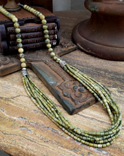 Serpentine dragonskin & sterling silver long multi southwestern necklace | Arizona