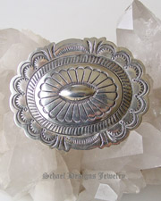 Large sterling silver concho pin brooch | unsigned Native American Jewelry  | online upscale native american jewelry boutique gallery| Schaef Designs Southwestern turquoise Jewelry | New Mexico 