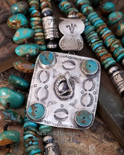 Schaef Designs Ketoh Turquosie & Sterling Silver Snake Fred Harvey Style Pendant | Arizona