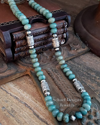  Schaef Designs Teal Bead Southwestern Tube Bead Necklace | Arizona