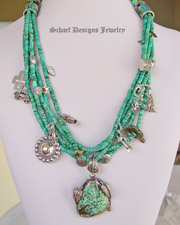 Schaef Designs turquoise charm necklace with native american jewelry | treasure necklace | Totem Animal Jewelry | Upscale online Southwestern, Equine, & Native American Jewelry Gallery Boutique | Schaef Designs artisan handcrafted Jewelry | New Mexico