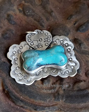   Schaef Designs Turquoise & Sterling Silver Heart Dog Tag Bone Pendant | Arizona 