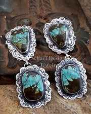  Schaef Designs Hubei Turquoise & Stamped Sterling Silver Post Earrings | Arizona