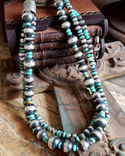  Schaef Designs 3 Strand Turquoise & Sterling Silver Large Navajo Pearl Necklace | Arizona