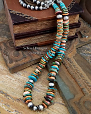 Schaef Designs Southwestern Orange Spiny Oyster & Turquoise Long Necklace | Arizona