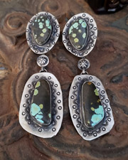 Schaef Designs Hubei Turquoise & Sterling Silver Rosette POST Earrings| Arizona