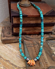 Schaef Designs Turquoise Spiny Oyster & Bench Bead Heishi Necklace | Arizona