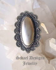 Vincent Platero stamped sterling silver concho adjustable native american ring | VJP artist signed| online upscale Southwestern Native American Equine jewelry gallery boutique | Schaef Designs artisan handcrafted Jewelry |New Mexico 