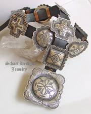  Vincent Platero, Navajo, artist signed, sterling silver hand stamped concho belt | Vintage Collection | Native American Jewelry  | online upscale native american & southwestern jewelry boutique gallery| Schaef Designs Southwestern turquoise Jewelry |New Mexico 