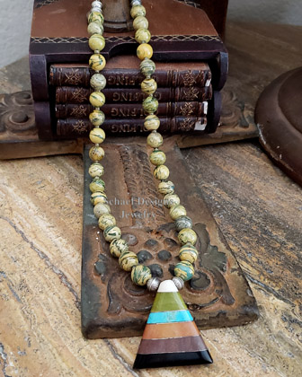 Schaef Designs Yellow dragonskin & inlaid pendant necklace  | Arizona 