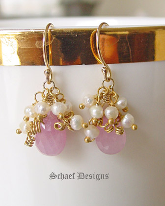 Schaef Designs Pink Sapphire Briolettes Seed Pearls and 24kt Gold Vermeil | New Mexico 
