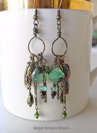 Schaef Designs Bronze Pearl Amethyst artisan handcrafted earrings | New Mexico 