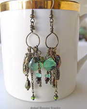 Bronze peruvian opal & biwa pearl gemstone earrings | Schaef Designs artisan hand-crafted gemstone jewelry | upscale online gemstone, southwestern, native american, turquoise jewelry gallery | San Diego, CA 