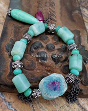Schaef Designs Ruby in Zoisite Chrysoprase Ruby Sterling Silver Bracelet | New Mexico