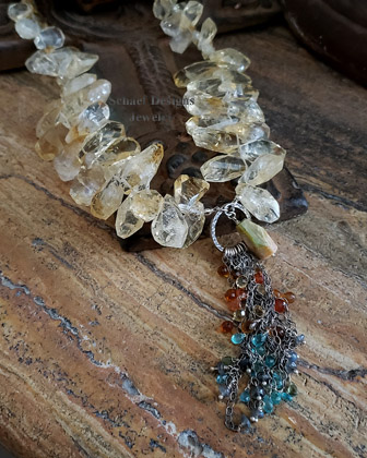 Schaef Designs Citrine nugget, gemstone waterfall, & sterling silver necklace | New Mexico 