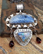 Schaef Designs Dumortierite Opal & Sterling Silver Pendant & Chain Necklace | Arizona
