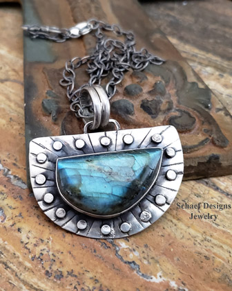 Schaef Designs Labradorite & Sterling Silver Pendant & Chain Necklace | Arizona 