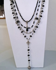 Schaef Designs Black Onyx, White Freshwater Pearl & Sterling Silver Necklaces Set | New Mexico