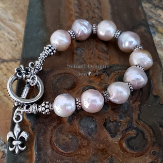  Schaef Designs pink katsumi pear & sterling silver stacking bracelets| Arizona 