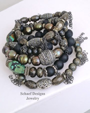 Schaef Designs Pyrite Turqouise Pearl Marcasite Chain Stacking Bracelets Click Picture for Prices | Arizona
