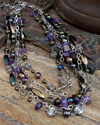 Schaef Designs Amethyst quartz pearl chain Signature Necklace| New Mexico