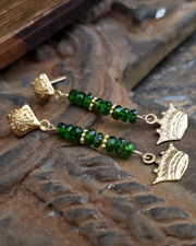 Schaef Designs Deep green chrome diopside, white druzy & 24kt gold vermeil pendant on chrome diopside necklace | Arizona