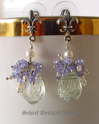 Schaef Designs Prasiolite, tanzanite, seed pearl & sterling silver gemstone earrings | New Mexico 