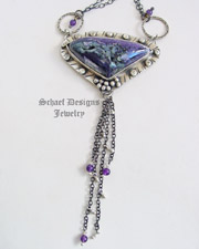 Schaef Designs tiffany stone, amethyst & black silver long chain necklace | New Mexico