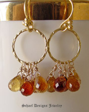 Schaef Designs artisan handcrafted gemstone earrings | Faceted shaded citrine briolettes & 22kt gold vermeil earrings |New Mexico