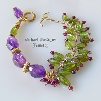 Schaef Designs Amethyst Peridot Garnets & 24kt gold vermeil artisan handcrafted gemstone Necklace | New Mexico 