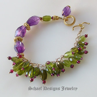 Schaef Designs Amethyst Peridot Garnets & 24kt gold vermeil artisan handcrafted gemstone Necklace | New Mexico 
