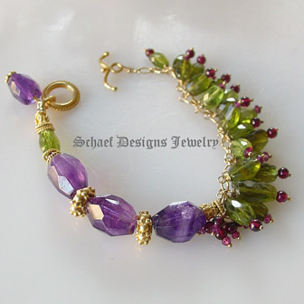 Schaef Designs Amethyst Peridot Garnets & 24kt gold vermeil artisan handcrafted gemstone Necklace | New Mexico 