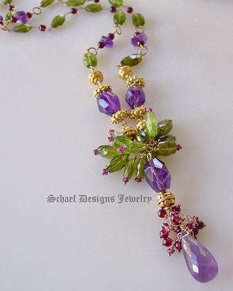  Amethyst Peridot Garnets & 24kt gold vermeil artisan handcrafted gemstone Necklace | online upscale artisan jewelry gallery boutique | Schaef Designs Gemstone Jewelry | San Diego, CA