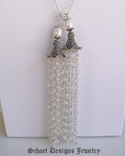 SchaefDesigns White Freshwater Pearl & Sterling Silver POST earrings | fleur de lis | online upscale designer jewelry gallery boutique | Schaef Designs designer gemstone jewelry | San Diego, CA  