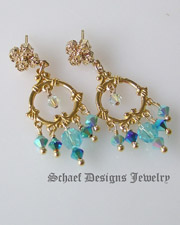 Schaef Designs Biwa pearl, swarovski crystal, vintage glass bead, and 24kt gold vermeil necklace| Scottsdale  