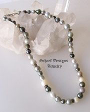 Shaded Tahitian Pearl choker designer necklace | online upscale artisan handcrafted pearl & gemstone jewelry boutique gallery |  Tahitian Pearl Jewelry | Schaef Designs Fine Jewelry San Diego, CA 