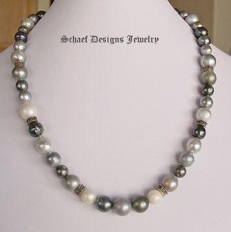 Schaef Designs Shaded multi colored Tahitian Pearl choker designer necklace | online upscale artisan handcrafted pearl & gemstone jewelry boutique gallery |  Tahitian Pearl designer Jewelry | Schaef Designs Fine Jewelry New Mexico 