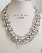  Schaef Designs Gray Pearls Moonstone Hematite & Crystal Figaro Chain Signature 5 Strand Necklace | New Mexico