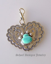 Schaef Designs Turquoise Dog Bone & Sterling Silver cat tag pet jewelry | Schaef Designs artisan handcrafted Jewelry | New Mexico