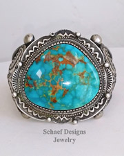 Nelvin Burbank Large Turquoise & Sterling Silver Cuff Bracelet | Schaef Designs | Arizona 