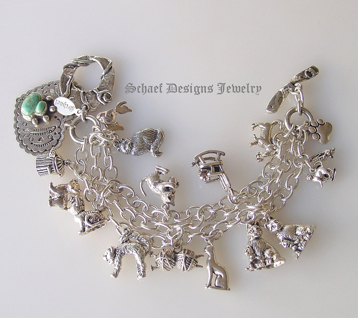  Schaef Designs Turquoise Cat Paw Print Heart Cat Fancy sterling silver charm bracelet |  pet lovers jewelry | |Exclusive Bobby Schaefer Designs Copywritten all rights reserved| Schaef Designs artisan handcrafted, southwestern & turquoise Jewelry |New Mexico  