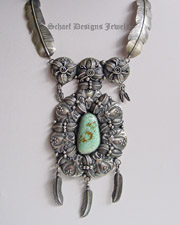 Native American artist signed Ella Peters Carico Lake & Sterling Silver neckalce | upscale online turquoise, southwestern, native american, equine, & gemstone jewelry gallery boutique| Schaef Designs artisan handcrafted Jewelry | New Mexico 