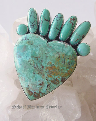 Federico signed turquoise onyx, spiny oyster shell, mother of pearl & sterling silver inlaid butterfly pin pendant | Schaef Designs | New Mexico 