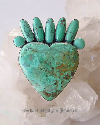 Federico signed turquoise onyx, spiny oyster shell, mother of pearl & sterling silver inlaid butterfly pin pendant | Schaef Designs | New Mexico 