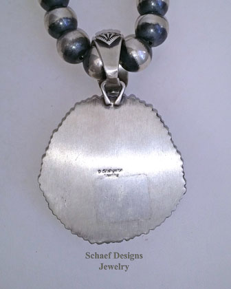 Specimen Large Green Carico Lake & sterling silver artist signed native american pendant | Schaef Designs | New Mexico 