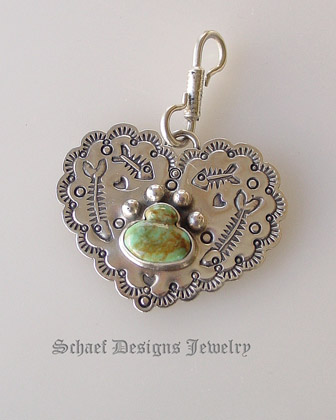 Schaef Designs Pet Jewelry | Turquoise Dog Bone & Sterling Silver dog tag pendant | Schaef Designs artisan handcrafted pet lovers Jewelry | New Mexico 