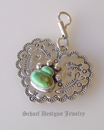 Schaef Designs Pet Jewelry | Turquoise Dog Bone & Sterling Silver dog tag pendant | Schaef Designs artisan handcrafted pet lovers Jewelry | San Diego CA 
