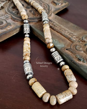Schaef Designs Picture jasper Sterling silver tube bead necklace | Arizona