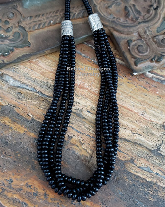 Schaef Designs 4 Strand Black Onyx & Sterling Silver Necklace | Arizona 